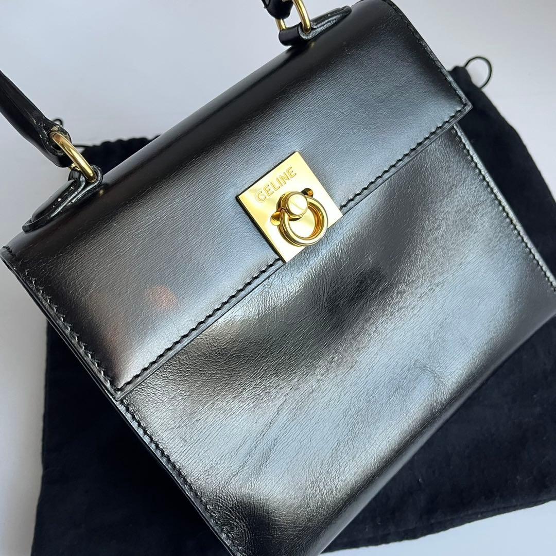 ✨極美品✨　CELINE ガンチーニ　ハンドバッグ　ブラック　黒　ミニ　バッグ