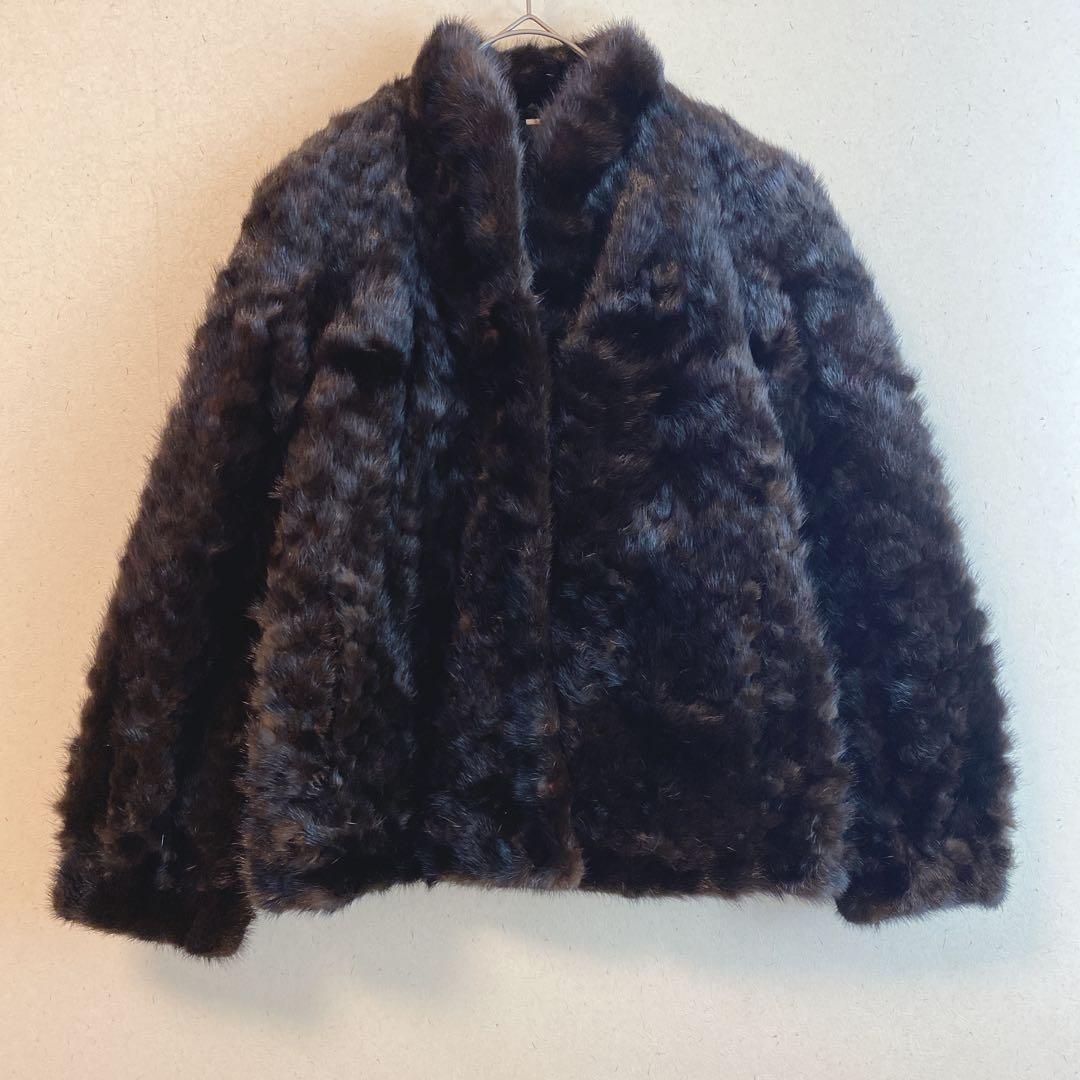 【サガミンク】（M）最高級 ミンクファーコート 銀タグ ダークブラウン