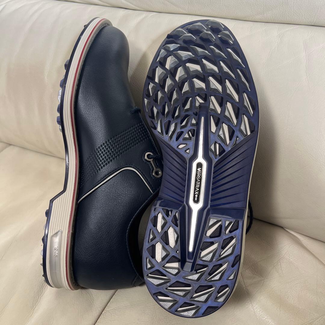 ネイビー レースアップ ゴルフシューズ