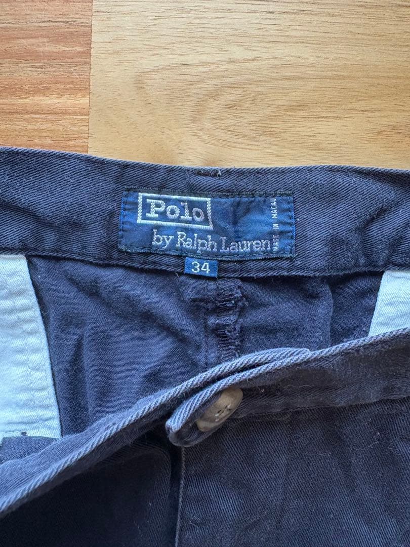 90s ラルフローレン ポロチノ 初期タグ ネイビー W34