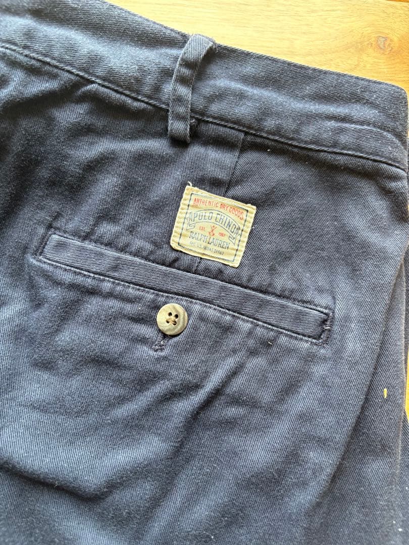 90s ラルフローレン ポロチノ 初期タグ ネイビー W34