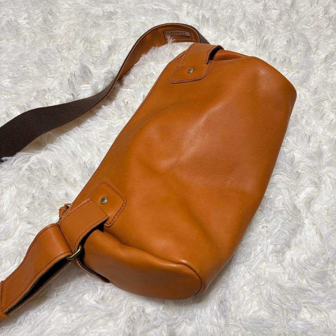 美品✨kissora キソラボディバッグ ウエストポーチ キャメル　牛革