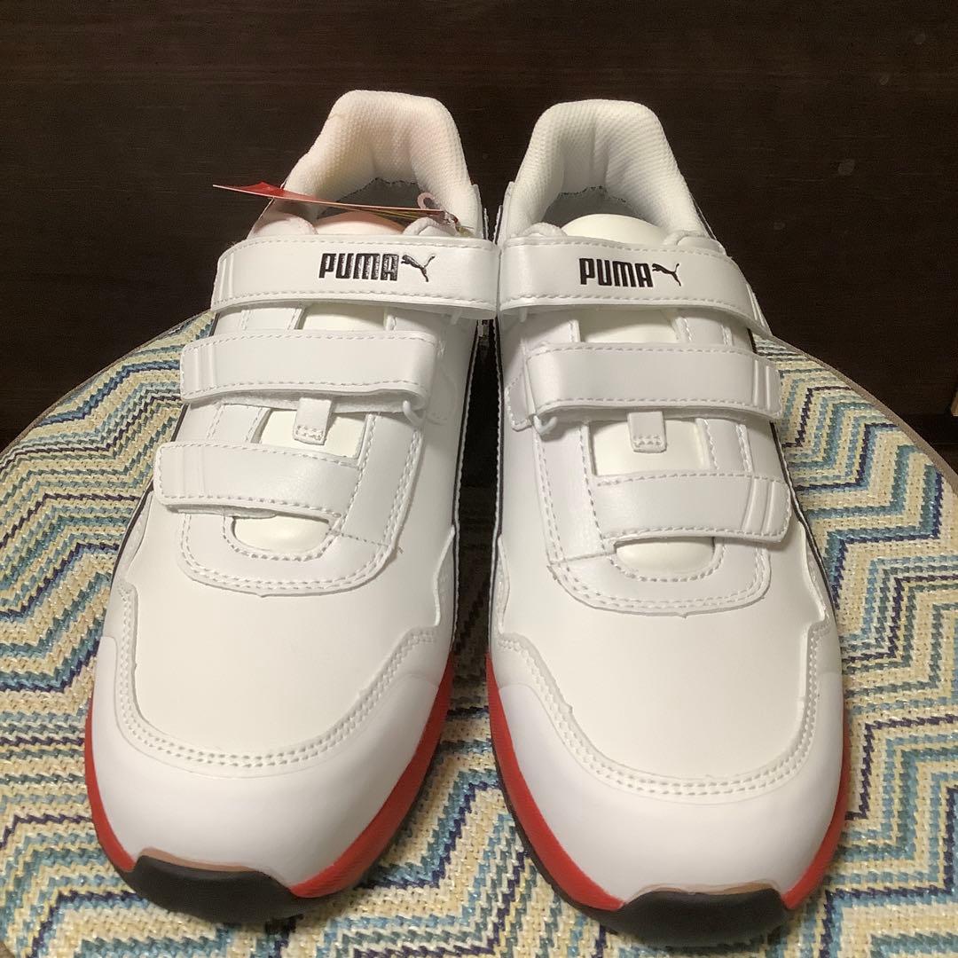 本麒麟さま PUMA 安全靴 ホワイト/レッド ベルクロ