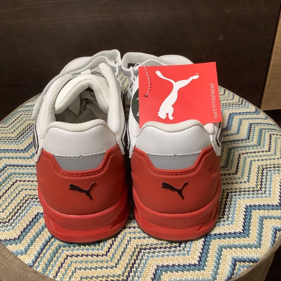 本麒麟さま PUMA 安全靴 ホワイト/レッド ベルクロ