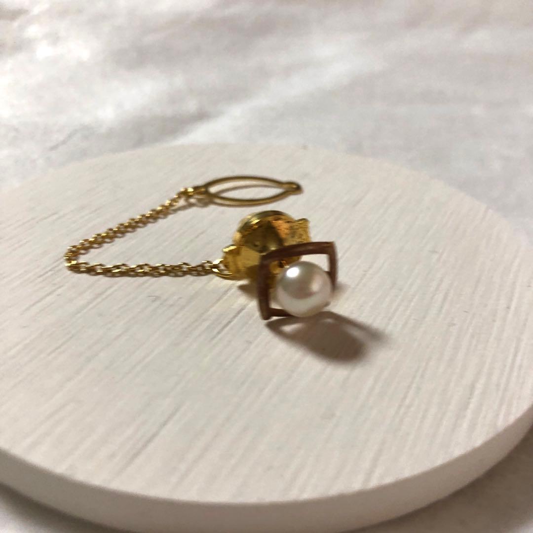 本真珠　タイタック　K18 ネクタイピン