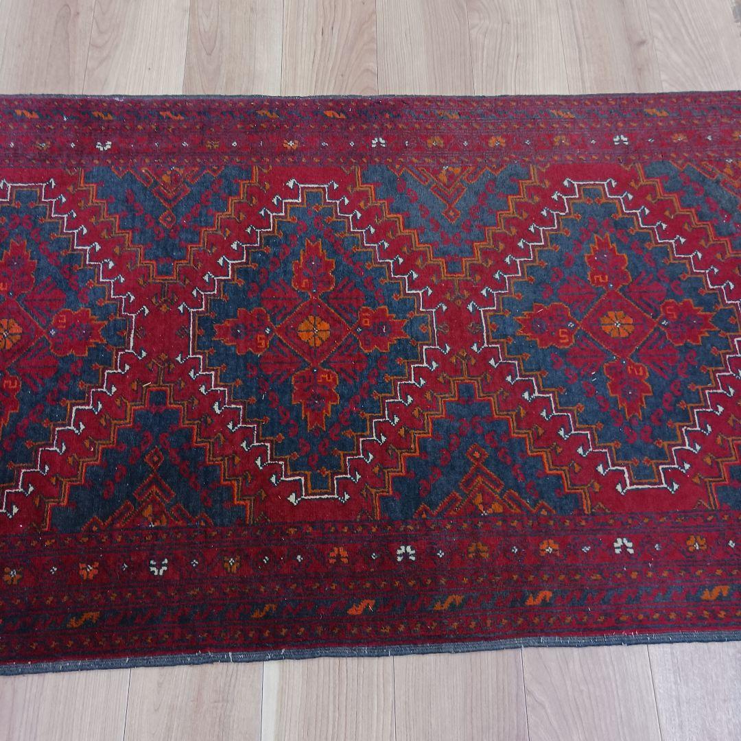 Y2745 アフガン絨毯 ウール100% 手織り ランナー 276×82㎝