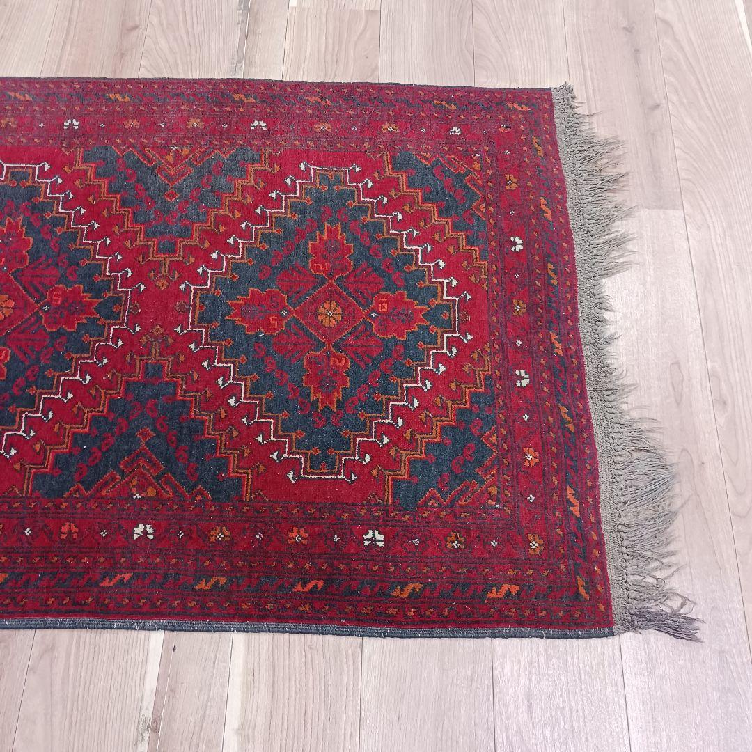 Y2745 アフガン絨毯 ウール100% 手織り ランナー 276×82㎝