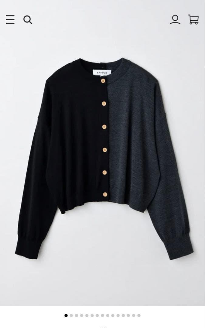 2025 ENFOLD バイカラー カーディガン ブラック グレー