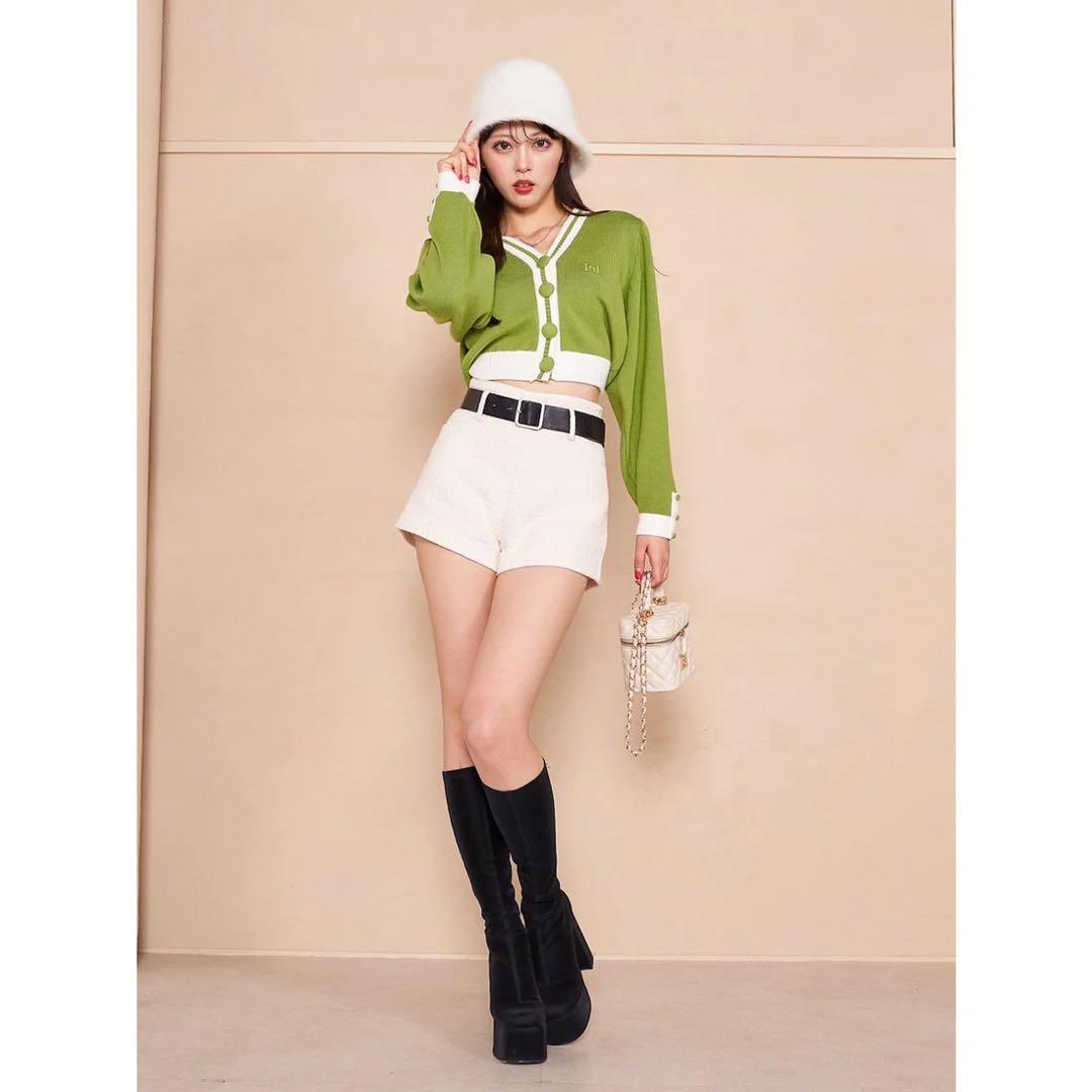 新品タグ付き ダーリッチ ツイードベルトショートパンツ ホワイト Mサイズ 白