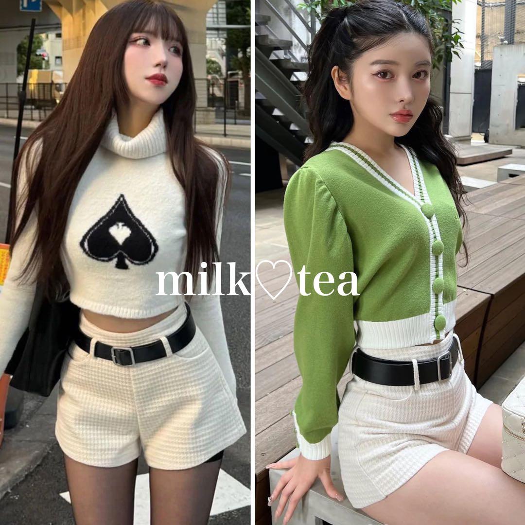 新品タグ付き ダーリッチ ツイードベルトショートパンツ ホワイト Mサイズ 白