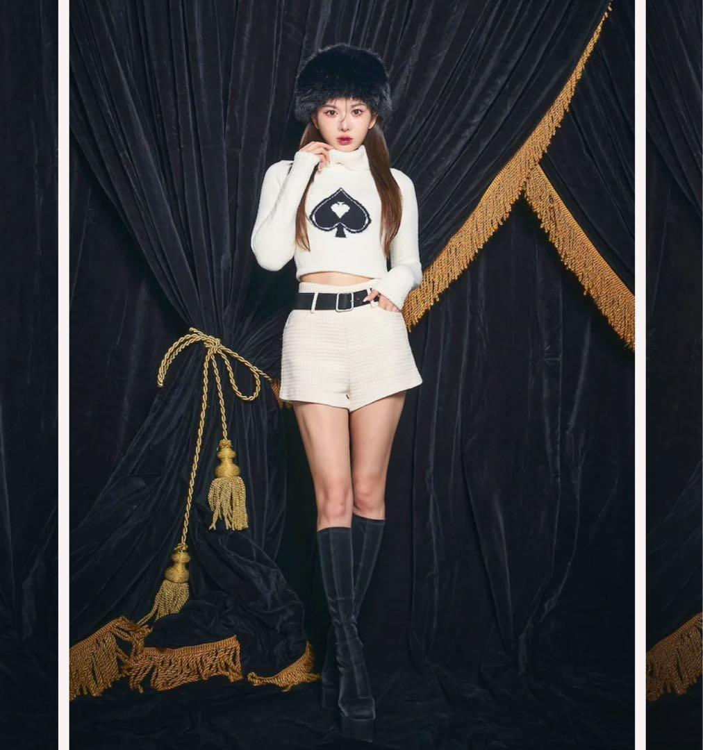 新品タグ付き ダーリッチ ツイードベルトショートパンツ ホワイト Mサイズ 白