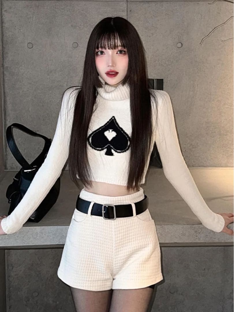 新品タグ付き ダーリッチ ツイードベルトショートパンツ ホワイト Mサイズ 白