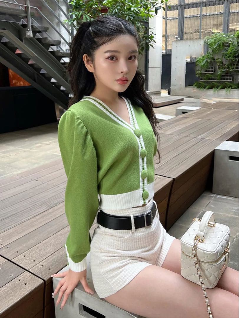 新品タグ付き ダーリッチ ツイードベルトショートパンツ ホワイト Mサイズ 白