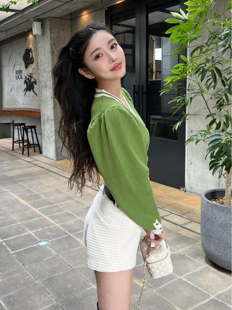 新品タグ付き ダーリッチ ツイードベルトショートパンツ ホワイト Mサイズ 白