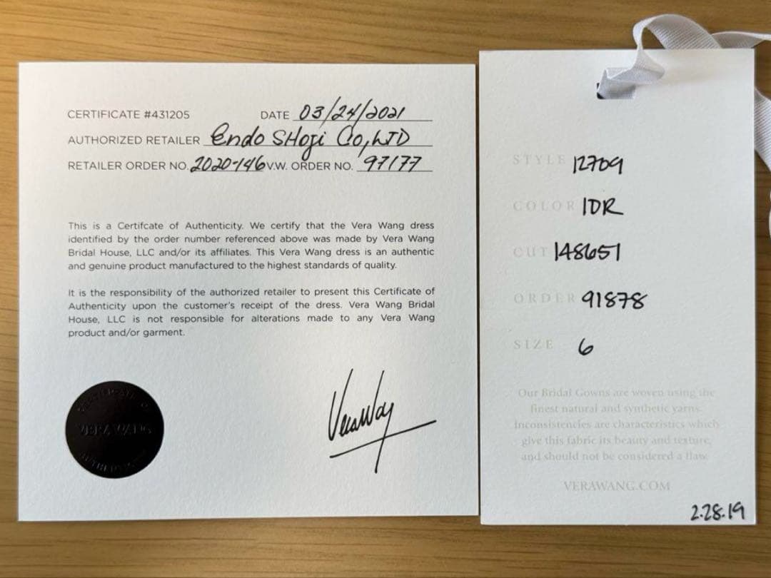 Vera Wang 12709 【US6】 ヴェラウォン 12709