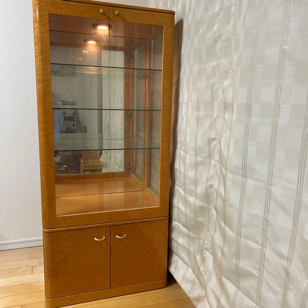 【最終値下げ】キュリオケース木製ガラスケース バーズアイ 高145横65奥行45