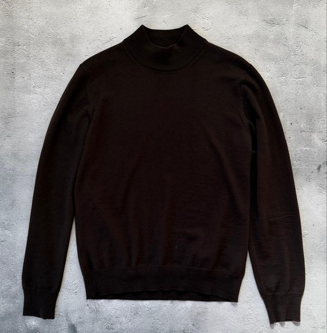 麦*様 グランサッソ　モックネックニット12Gダークブラウン48