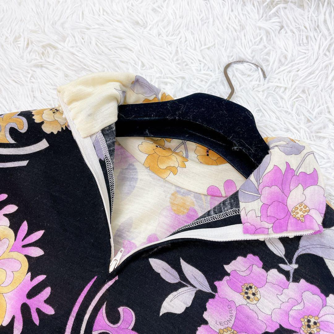 LEONARD レオナール ウール100％使用 カットソー ブラック系 XL相当