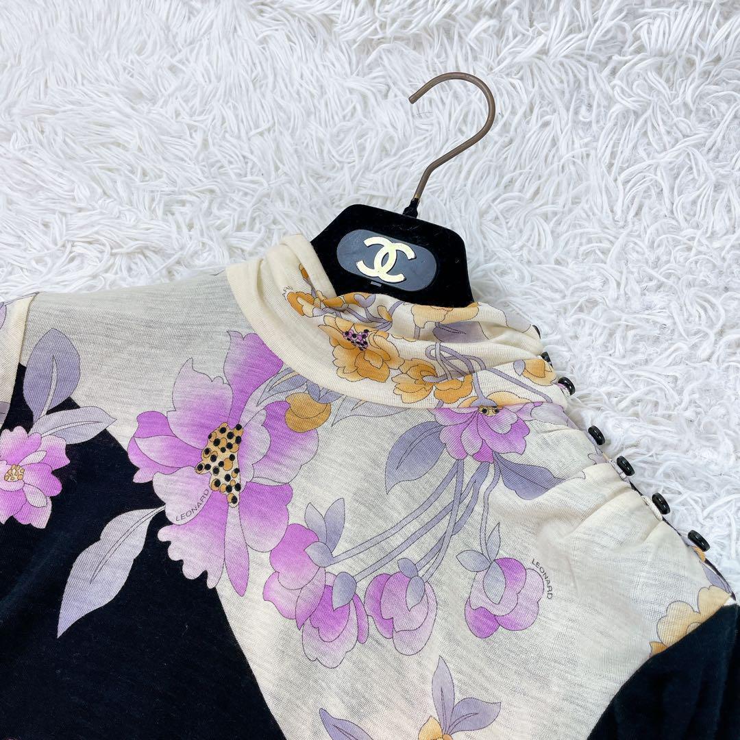 LEONARD レオナール ウール100％使用 カットソー ブラック系 XL相当