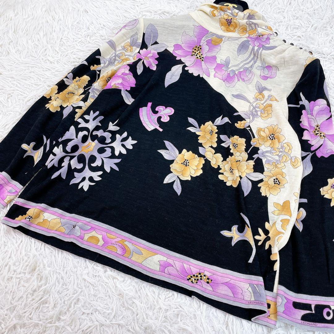 LEONARD レオナール ウール100％使用 カットソー ブラック系 XL相当