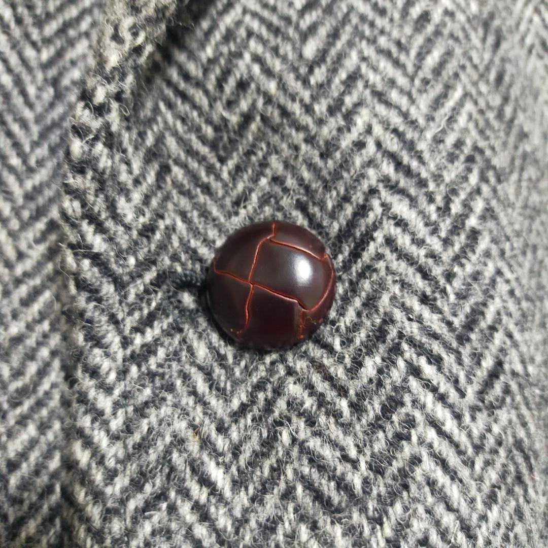 【大人ビジカジ】ニューヨーカー×ハリスツイード・ジャケット・灰ヘリンボーン・M