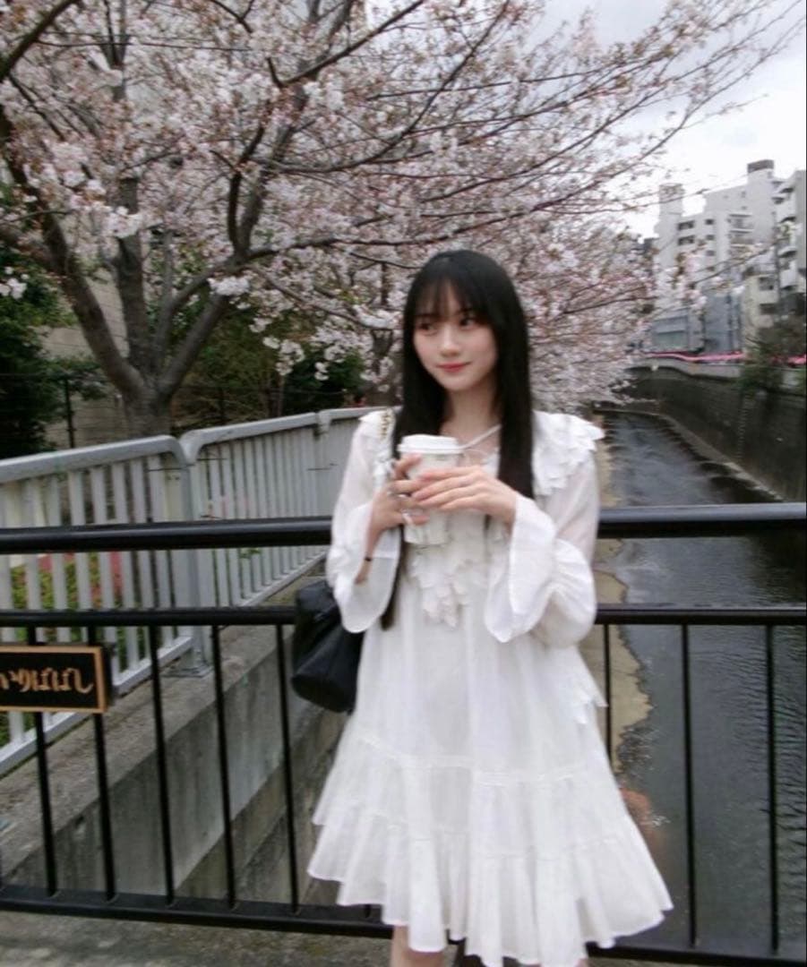 SNIDEL スナイデル コットンライクラッフルカラーチュニック WHT