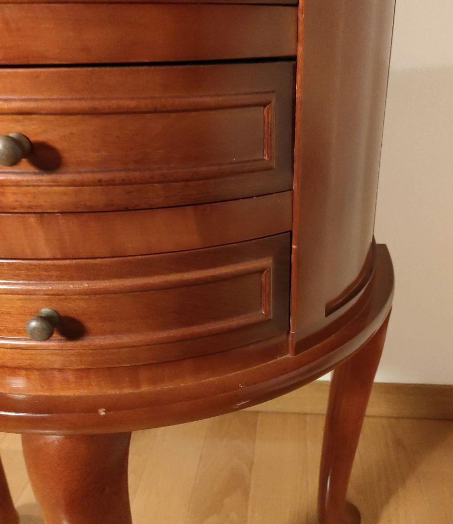 アンティーク調 木製 猫脚 ジュエリーチェスト 4段 半円 猫足 3本足