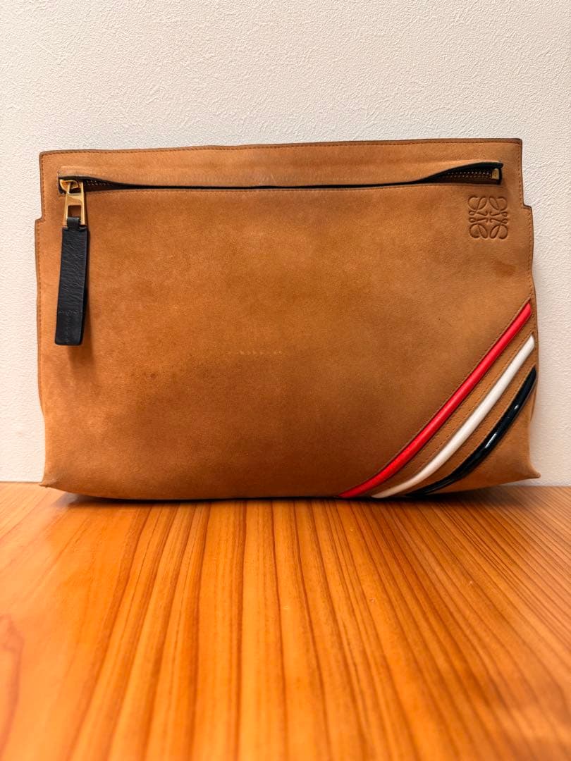 LOEWE クラッチバッグ Tポーチ アナグラム スエード ユニセックス
