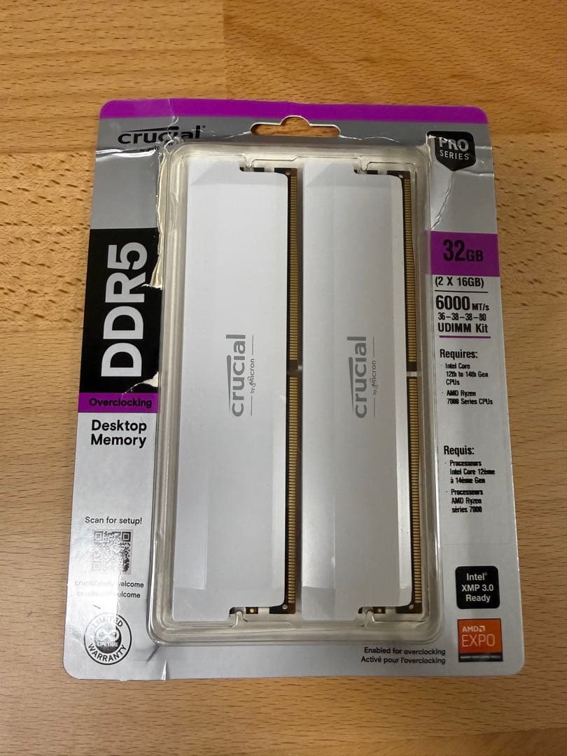 メモリー crucial DDR5 Pro 32GB (2x16GB) 6000MHz