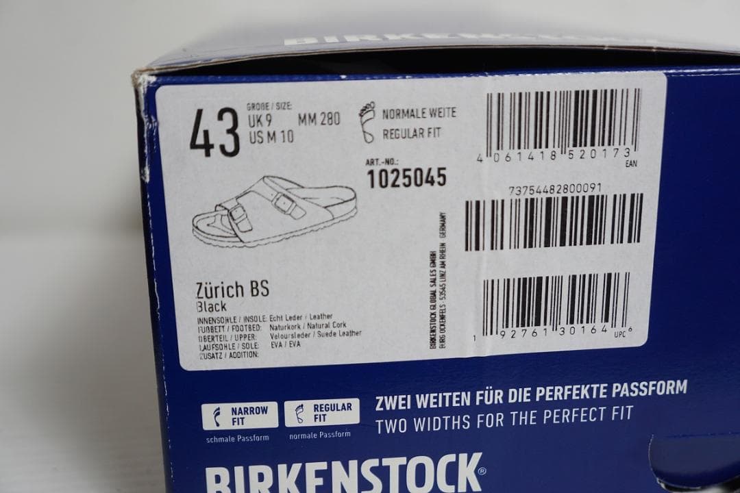 新品 BIRKENSTOCK チューリッヒ レザー サンダル 1001O▲