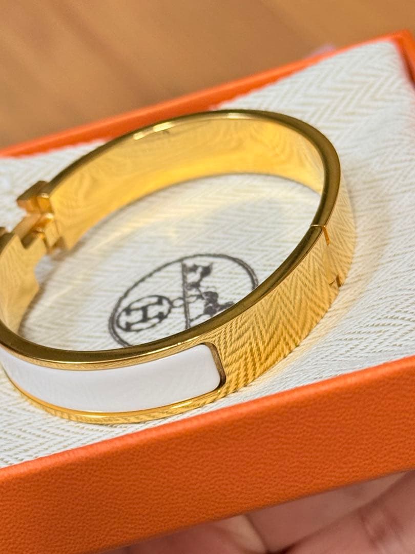HERMESエルメス ゴールド ホワイト バングル