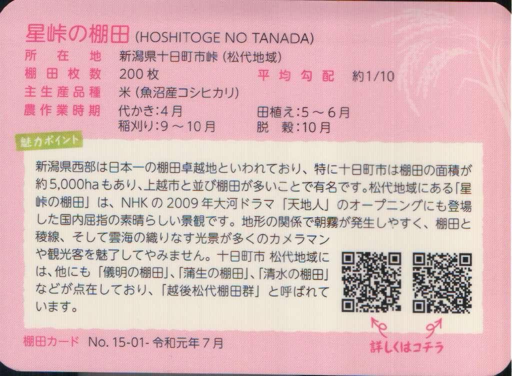 星峠の棚田 棚田カード　１０枚