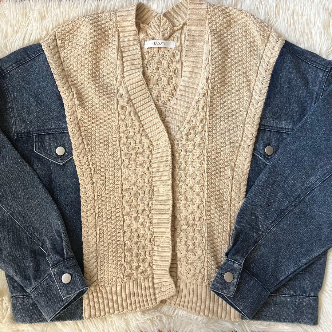 RADIATE デニム ドッキング ケーブルニット カーディガン ジャケット L