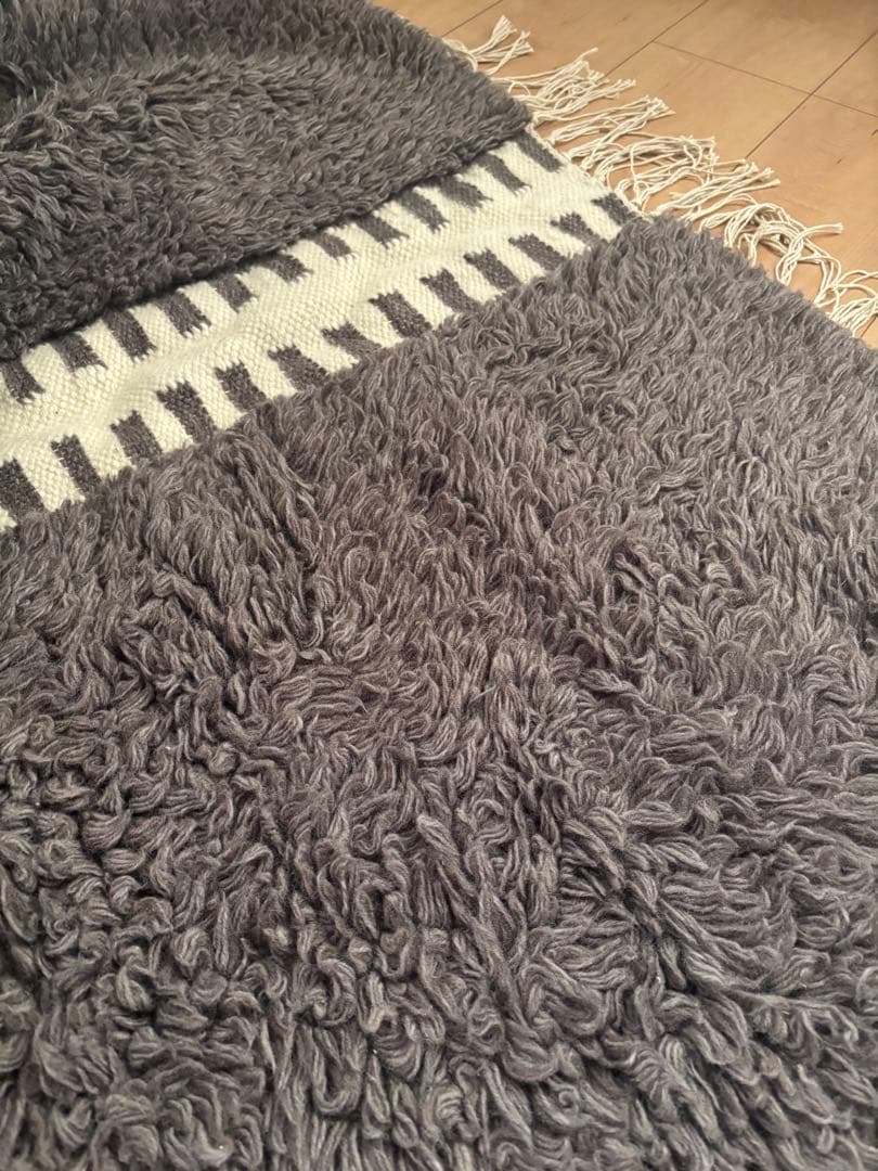 アクタス　Actus LINE ラグ フリンジラグ　グレー