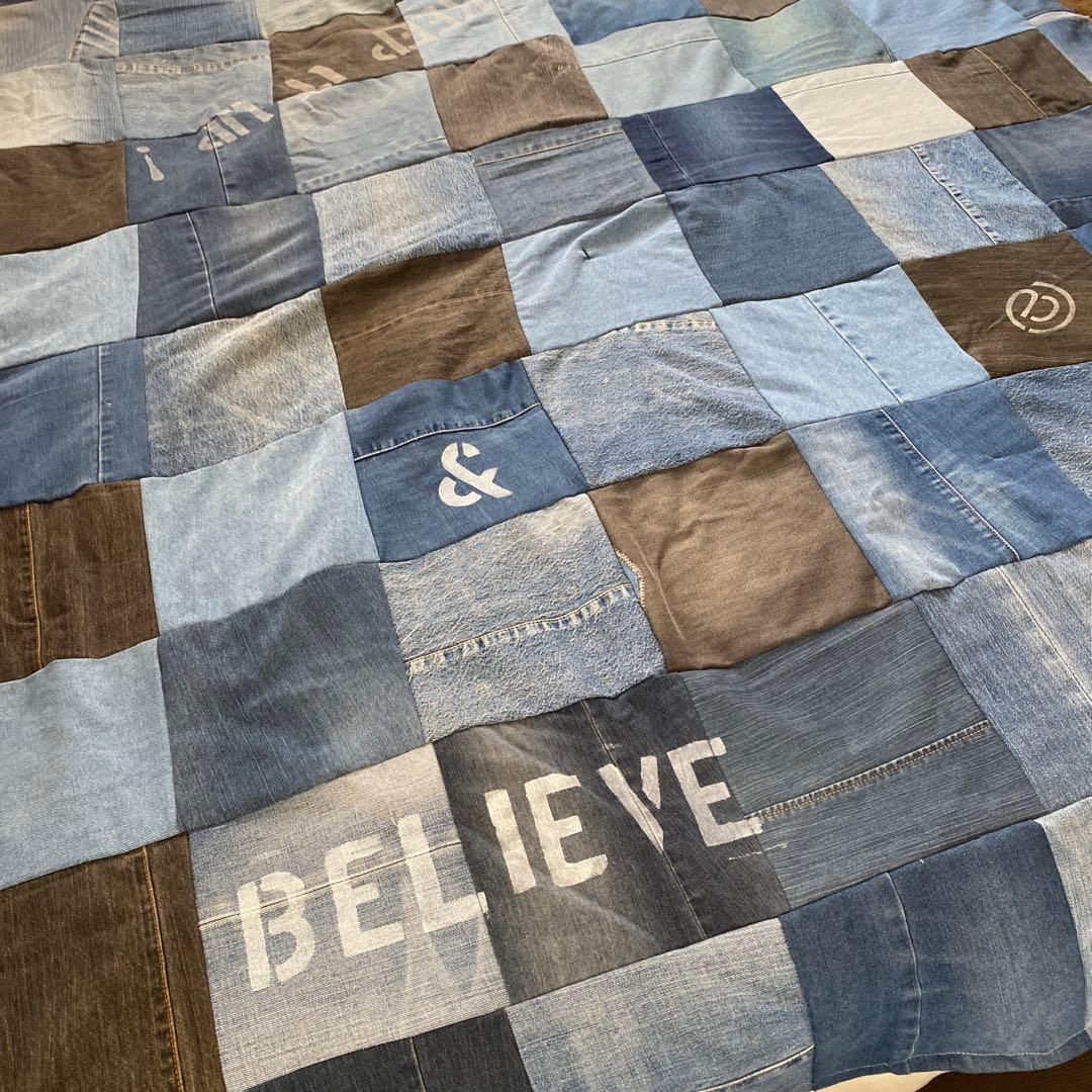 リメイクデニム マルチカバーハンドメイドざっくりベットカバー約２００✖️約190