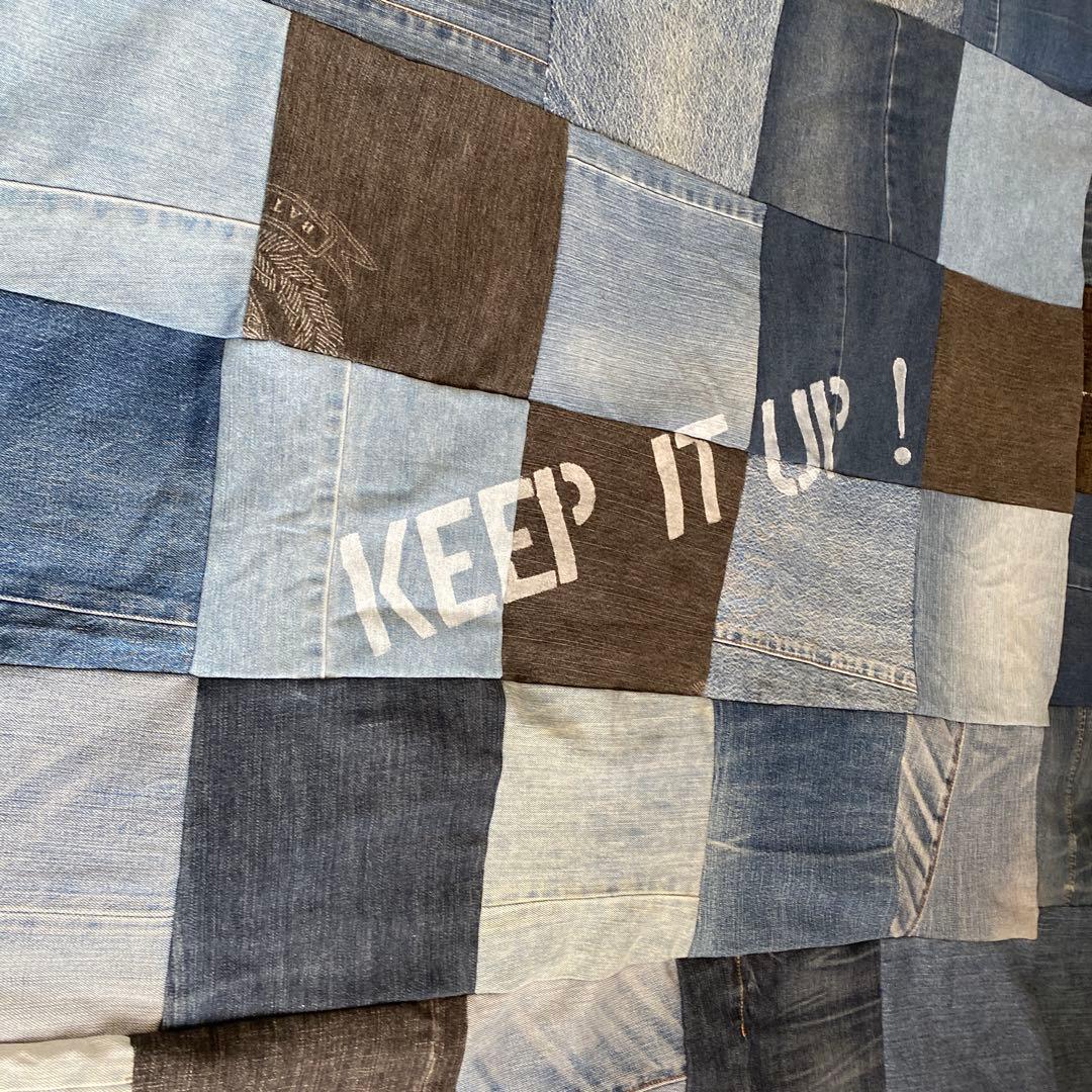 リメイクデニム マルチカバーハンドメイドざっくりベットカバー約２００✖️約190