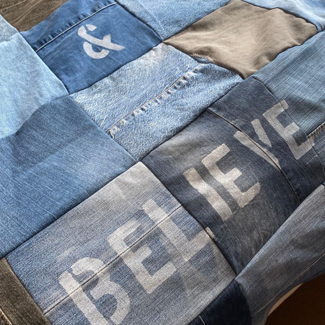 リメイクデニム マルチカバーハンドメイドざっくりベットカバー約２００✖️約190