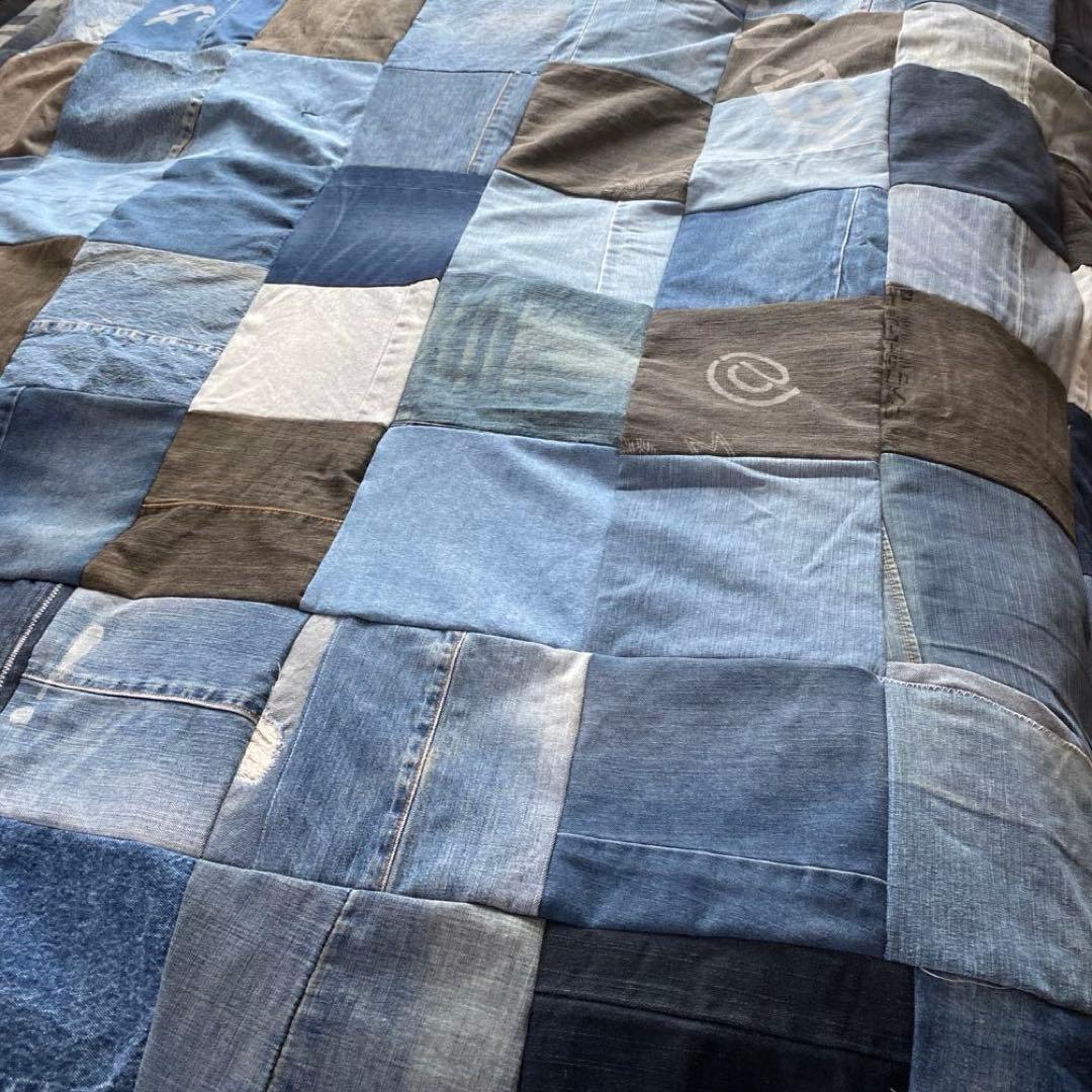 リメイクデニム マルチカバーハンドメイドざっくりベットカバー約２００✖️約190