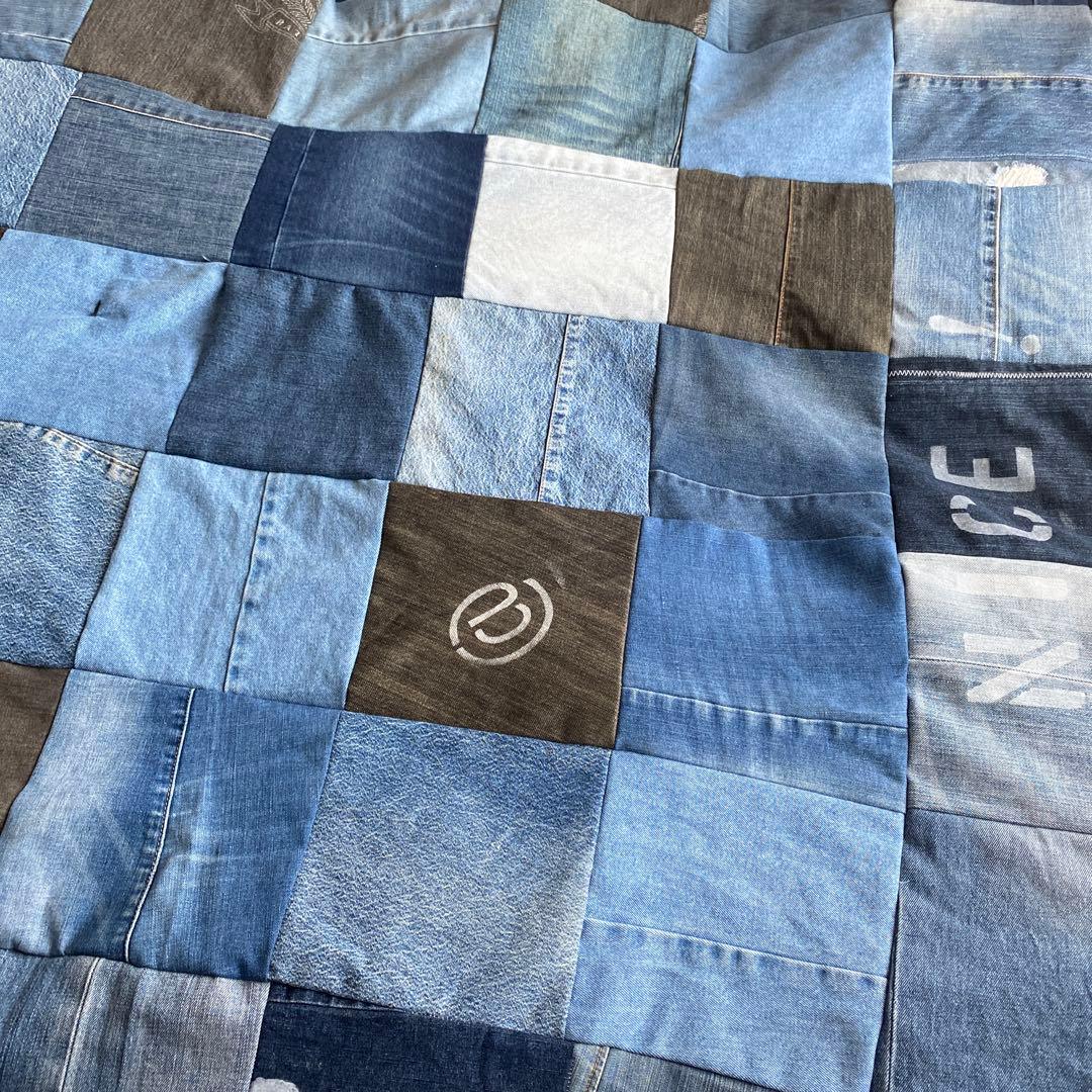 リメイクデニム マルチカバーハンドメイドざっくりベットカバー約２００✖️約190