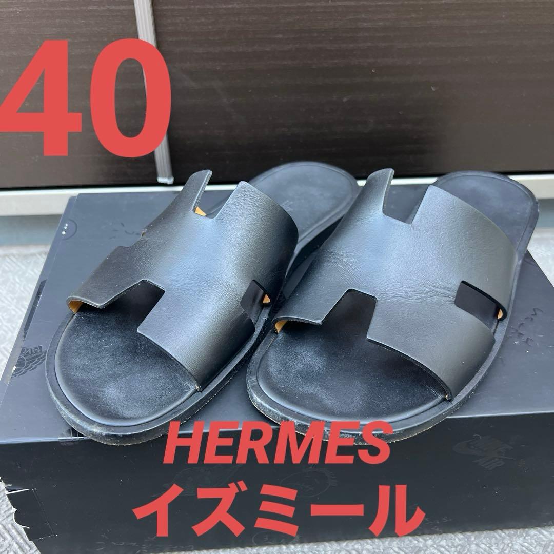 エルメス イズミール HERMES サイズ 40 ブラック サンダル
