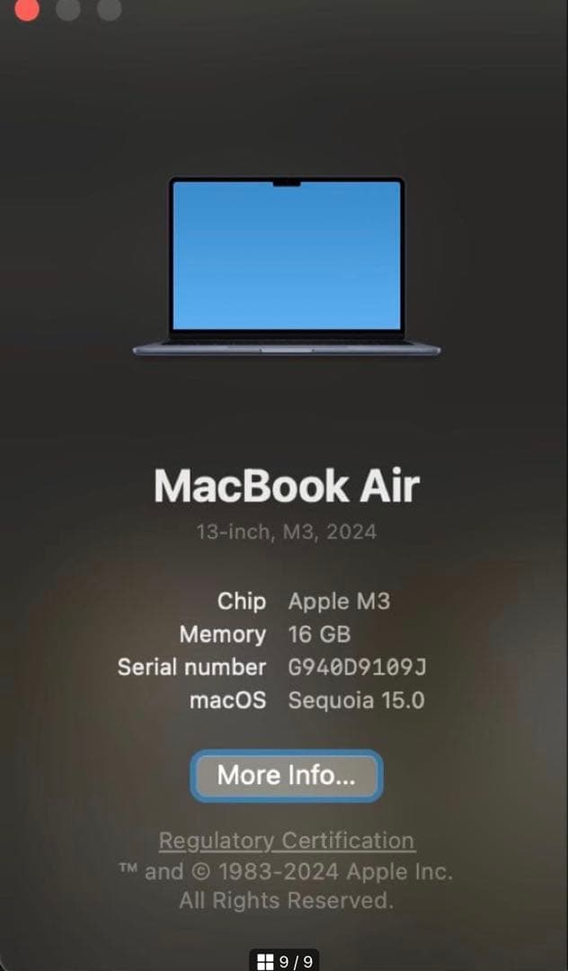 MacBook Air 2024 M3 16GB 512GB US配列