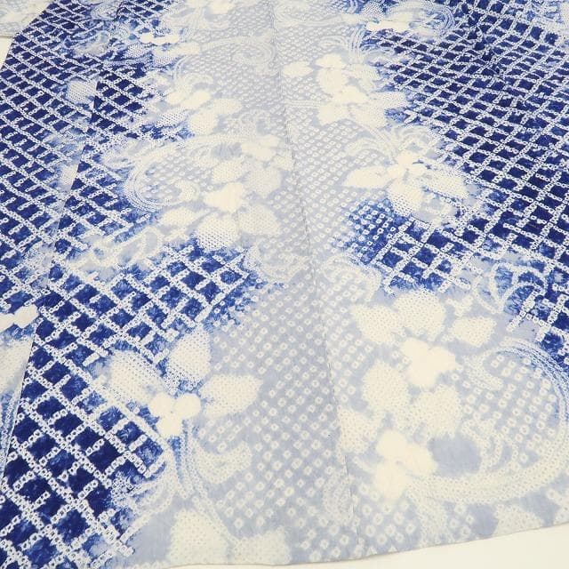 未着用 有松鳴海絞り 夏着物 綿 高級仕立て 仕付け糸付 高級浴衣 6167