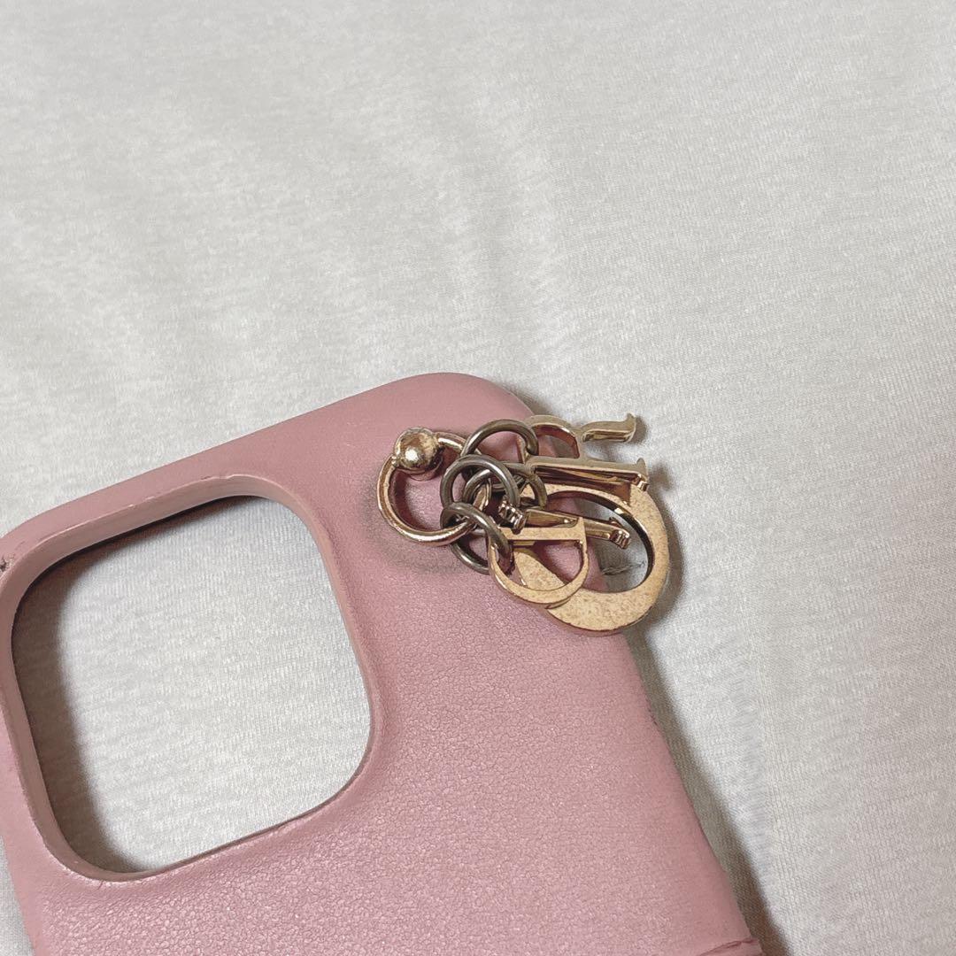 Dior ピンクレザー iPhoneケース 14pro