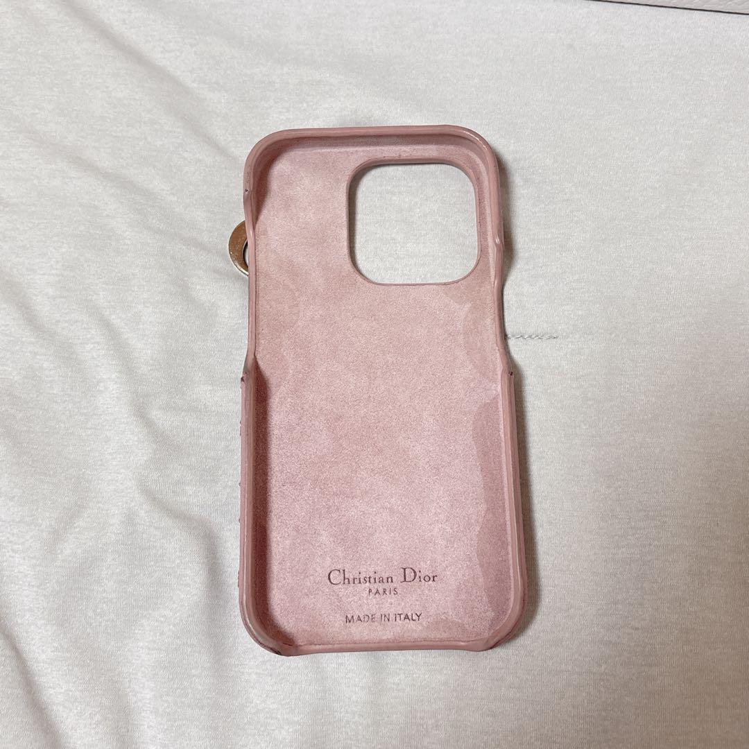 Dior ピンクレザー iPhoneケース 14pro