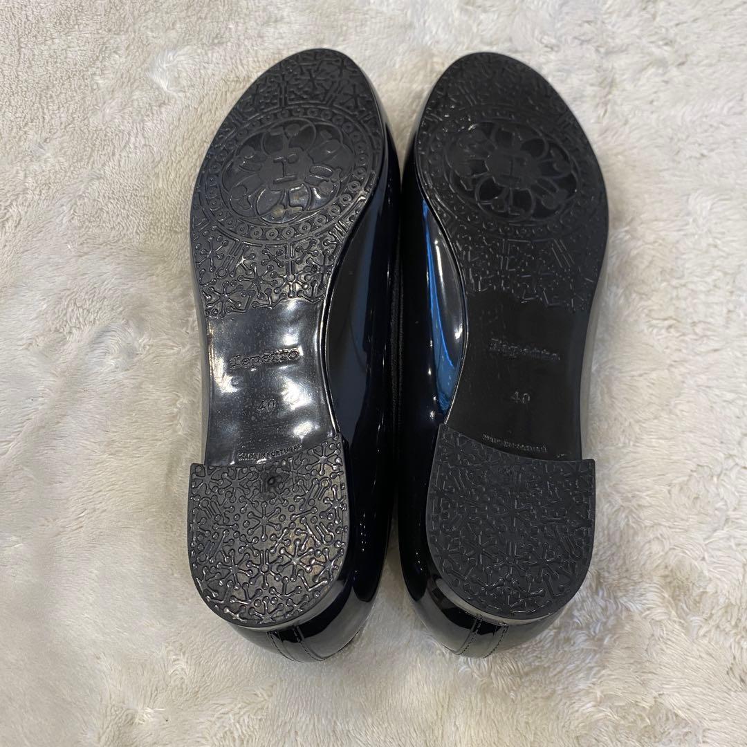 【極美品】レペット サンドリオン フラット バレエシューズ レイン エナメル 黒