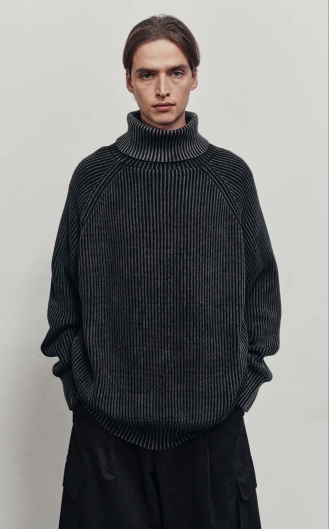 トップス BTMK HIGH NECK KNIT washed HN99