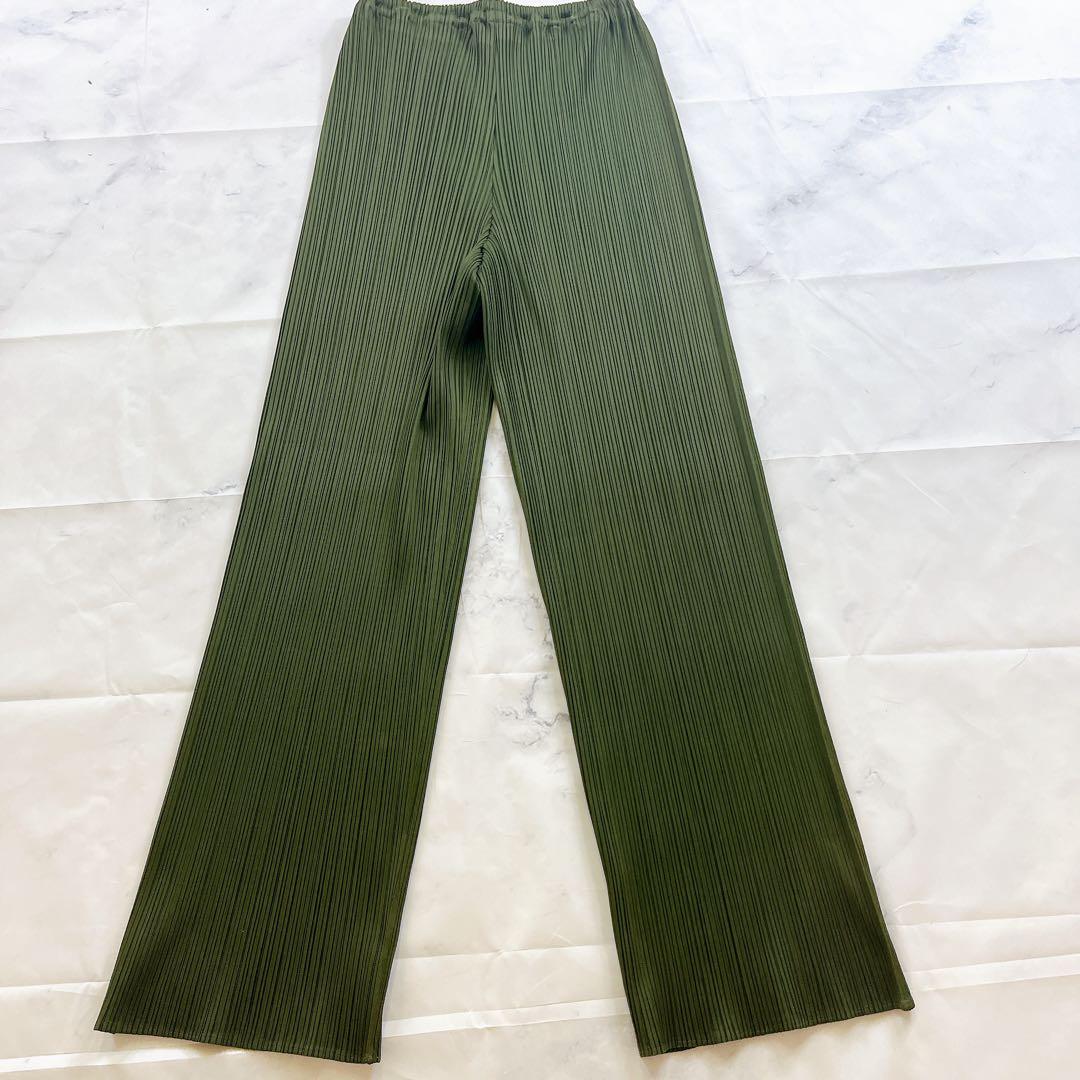 極美品✨プリーツプリーズ サイズ 3オリーブ カーキ グリーン 緑 パンツ ズボ