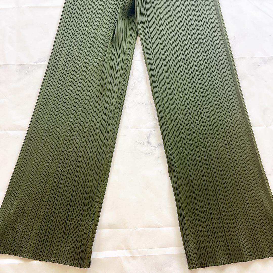 極美品✨プリーツプリーズ サイズ 3オリーブ カーキ グリーン 緑 パンツ ズボ