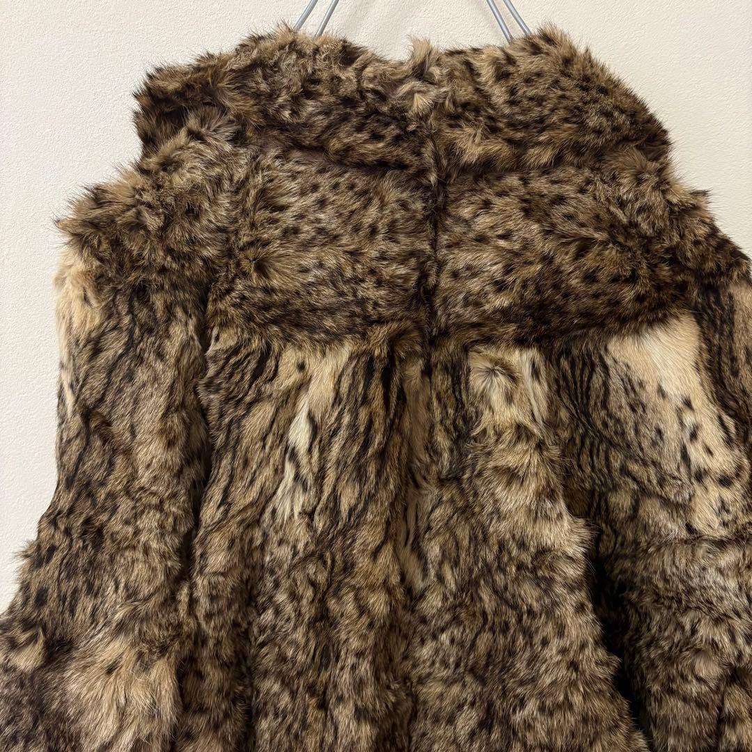 王道： 極美品✨ 豪華リアルファーコート 豹柄 リンクス風 希少 L相当 セレブ