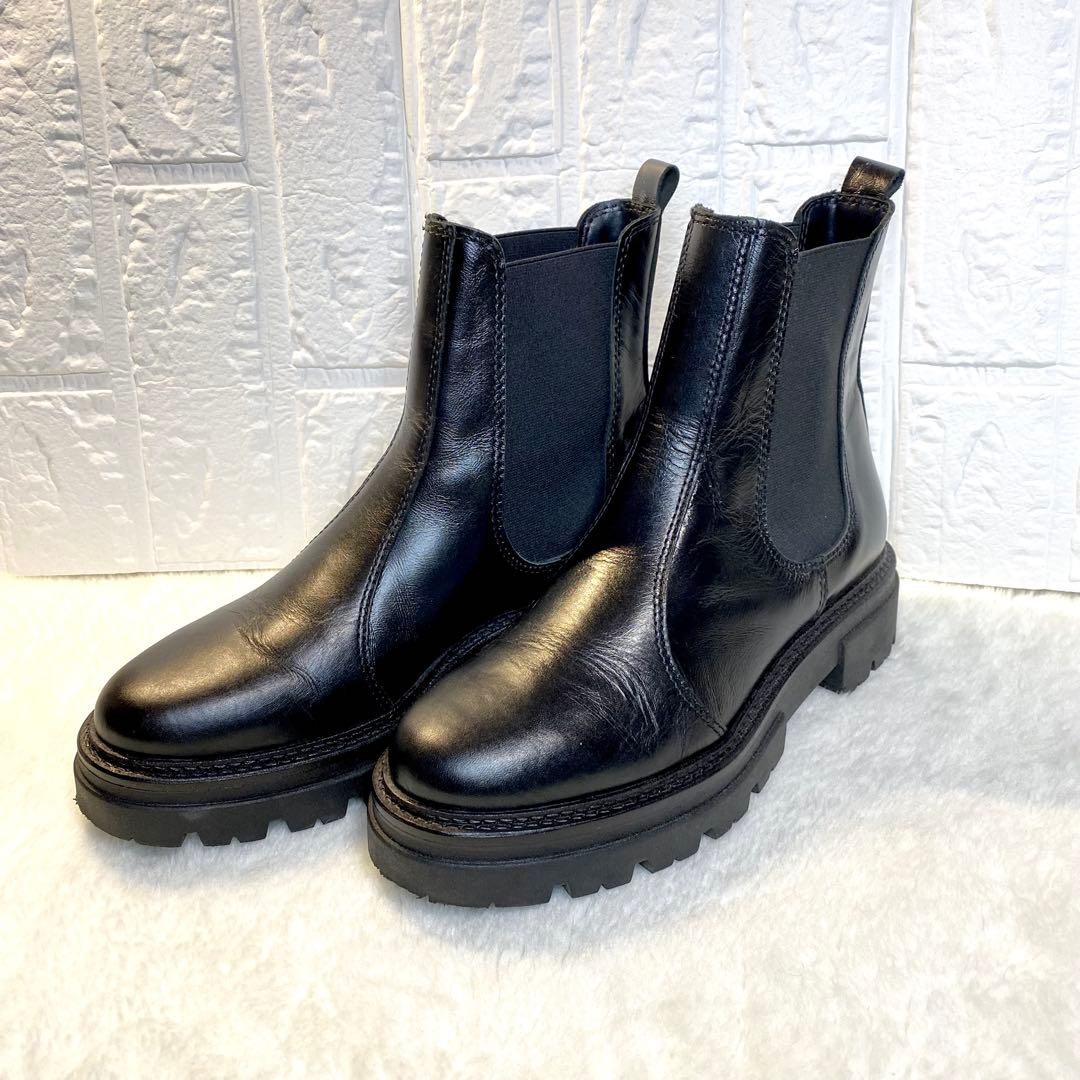 【美品】ENESS エネス サイドゴアブーツ 38 24cm ブラック 厚底